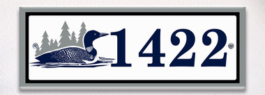 Loon Lake Themed Ceramic Tile House Number Address Sign