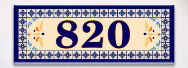 Mosaic Tile Themed Ceramic Tile House Number Address Sign
