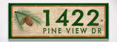 Pine Tree Branch Themed Ceramic Tile House Number Address Sign
