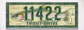 Rainbow Trout Themed Ceramic Tile House Number Address Sign