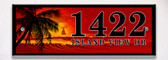 Red Island Sunset Themed Ceramic Tile House Number Address Sign