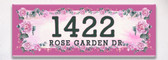 Pink Rose Garden Themed Ceramic Tile House Number Address Sign