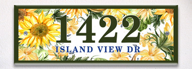 Sunflower Garden Themed Ceramic Tile House Number Address Signs