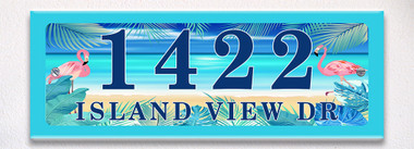 Pink Flamingos Tropical Themed Ceramic Tile House Number Address Signs