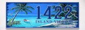 Island Tropical Blue Paradise Themed Ceramic Tile House Number Address Signs