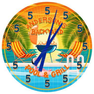 Backyard Bar & Grill Customized Wall Clock
