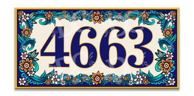 Floral Garden Ceramic Tile House Number Address Sign