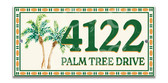 Palm Trees Ceramic Tile House Number Address Sign