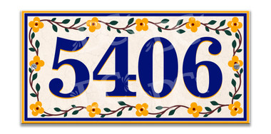 Floral Vines Ceramic Tile House Number Address Sign