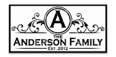 Family Monogram Ceramic Tile House Number Address Sign Black