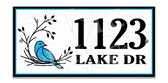 Bird Nest Ceramic Tile House Number Address Sign Blue