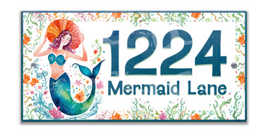 Mermaid Ceramic Tile House Number Address Sign