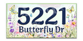 Butterfly Garden Ceramic Tile House Number Address Sign