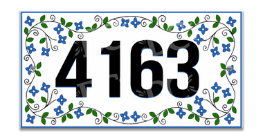 Floral Garden Vines Ceramic Tile House Number Address Sign