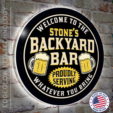 Backyard Light Up Bar Sign Black