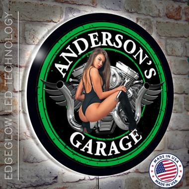 Motorcycle Repair Shop Light Up Sign Green