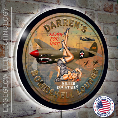 WWII Pin Up Girl Light Up Wall Sign