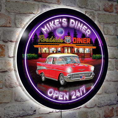 Hot Rod Diner Red Chevy LED Sign