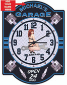 Pin Up Girl Blue Garage Clock