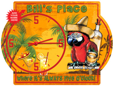 Personalized Tequila Parrot Wall Clock Sign