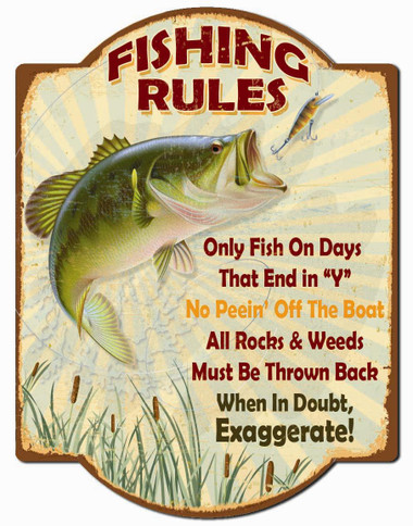 Fishing Rules Wall Sign