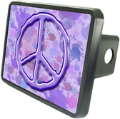 Purple Peace Sign Trailer Hitch Plug Side View