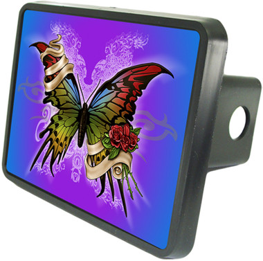 Rainbow Butterfly Trailer Hitch Plug Side View