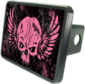 Pink Filigree Skull Trailer Hitch Plug Side View