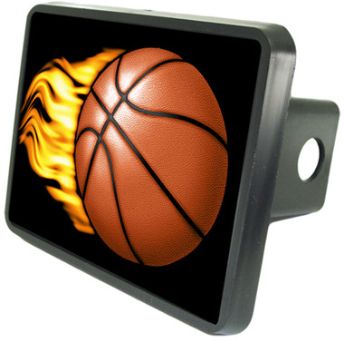 Flaming Basketball Trailer Hitch Plug Side View