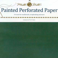 Holly Green Painted Perforated Paper Mill Hill 14 Count 9x12 Inches