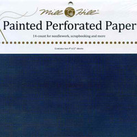 Midnight Blue Painted Perforated Paper Mill Hill 14 Count 9x12 Inches