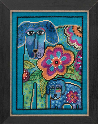Petunia & Rose Cross Stitch Kit (Aida) Mill Hill 2016 Laurel Burch Dogs