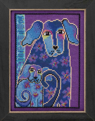 Bloomingtails Cross Stitch Kit (Linen) Mill Hill 2016 Laurel Burch Dogs