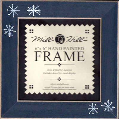 Matte Blue Snowflake Folk Art Mill Hill 6 x 6 Wooden Frame GBFRFA15
