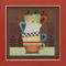 Stitched area of Coffee Cups Cross Stitch Kit Mill Hill Debbie Mumm 2016 Good Coffee & Friends DM301615