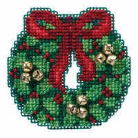 Jingle Bell Wreath Cross Stitch Kit Mill Hill 2016 Winter Holiday MH181632