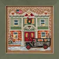 Police Station Cross Stitch Kit Mill Hill 2017 Buttons Beads Winter MH141732