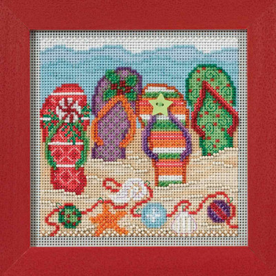 Holiday Flip Flops Cross Stitch Kit Mill Hill 2017 Buttons Beads Winter MH141735