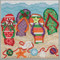 Stitched area of Holiday Flip Flops Cross Stitch Kit Mill Hill 2017 Buttons Beads Winter MH141735