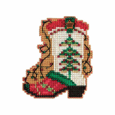 Holiday Boot Cross Stitch Ornament Kit Mill Hill 2017 Winter Holiday MH181736