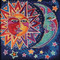 Stitched area of Sun and Moon Cross Stitch Kit Mill Hill 2018 Laurel Burch Celestial LB141813