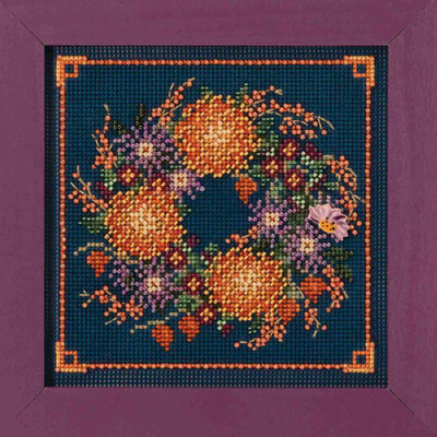 Mum Wreath Cross Stitch Kit Mill Hill 2018 Buttons & Beads Autumn MH141824