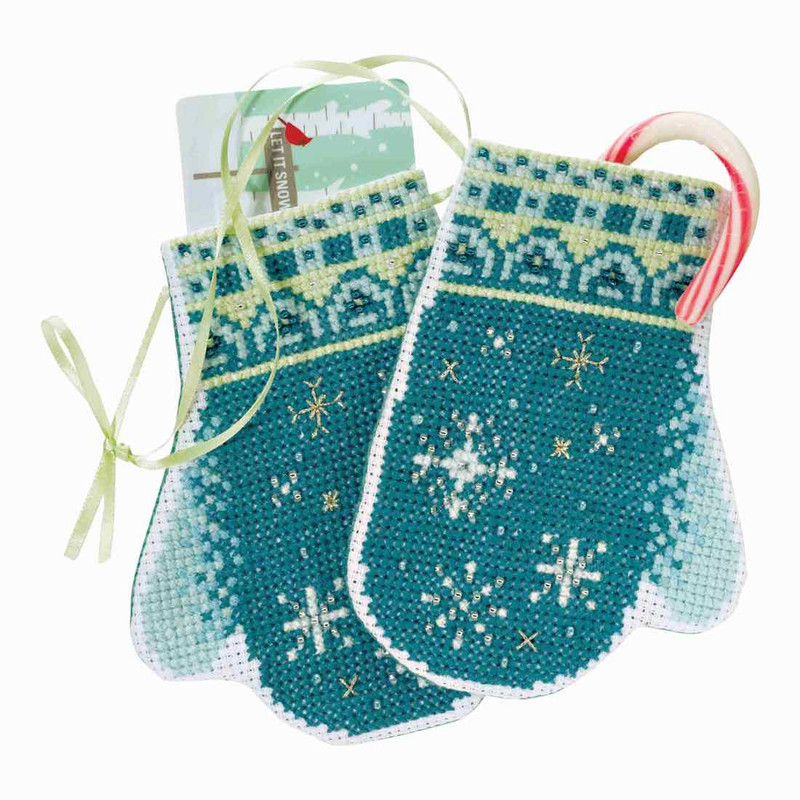 Snowflake Mittens Cross Stitch Ornament Kit Mill Hill 2018 Trilogy MH191832
