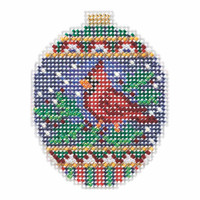 Crimson Cardinal Beaded Cross Stitch Ornament Kit Mill Hill 2018 Beaded Holiday MH211816