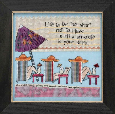 Life's Too Short Beaded Cross Stitch Kit Curly Girl 2018 Mill Hill CG301813