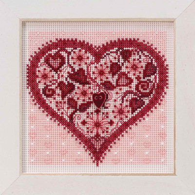 Valentine Heart Cross Stitch Kit Mill Hill 2019 Buttons & Beads Spring MH141912