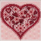 Stitched area of Valentine Heart Cross Stitch Kit Mill Hill 2019 Buttons & Beads Spring MH141912