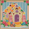 Stitched area of Sugar Cookie House Cross Stitch Kit Mill Hill 2019 Buttons & Beads Spring MH141914