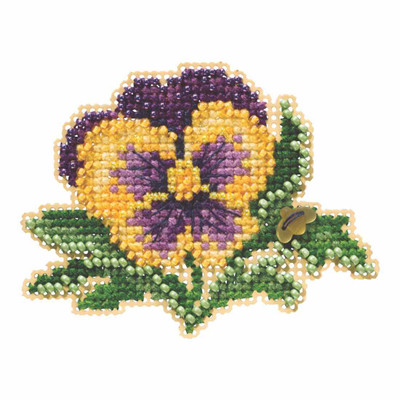 Tricolor Pansy Beaded Cross Stitch Kit Mill Hill 2019 Spring Bouquet MH181911