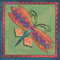 Stitched area of Dragonfly Lime Cross Stitch Kit Mill Hill 2019 Laurel Burch Flying Colors LB141915
